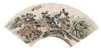 黄宾虹 1922年作 松庭闲读 扇面镜心